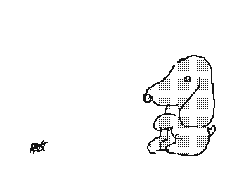An animated gif of a little bug walking up to a dog. At first, the dog turns its head and howl, but then it turns back and embraces the bug.