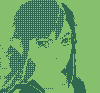 A green dithered image of Link.