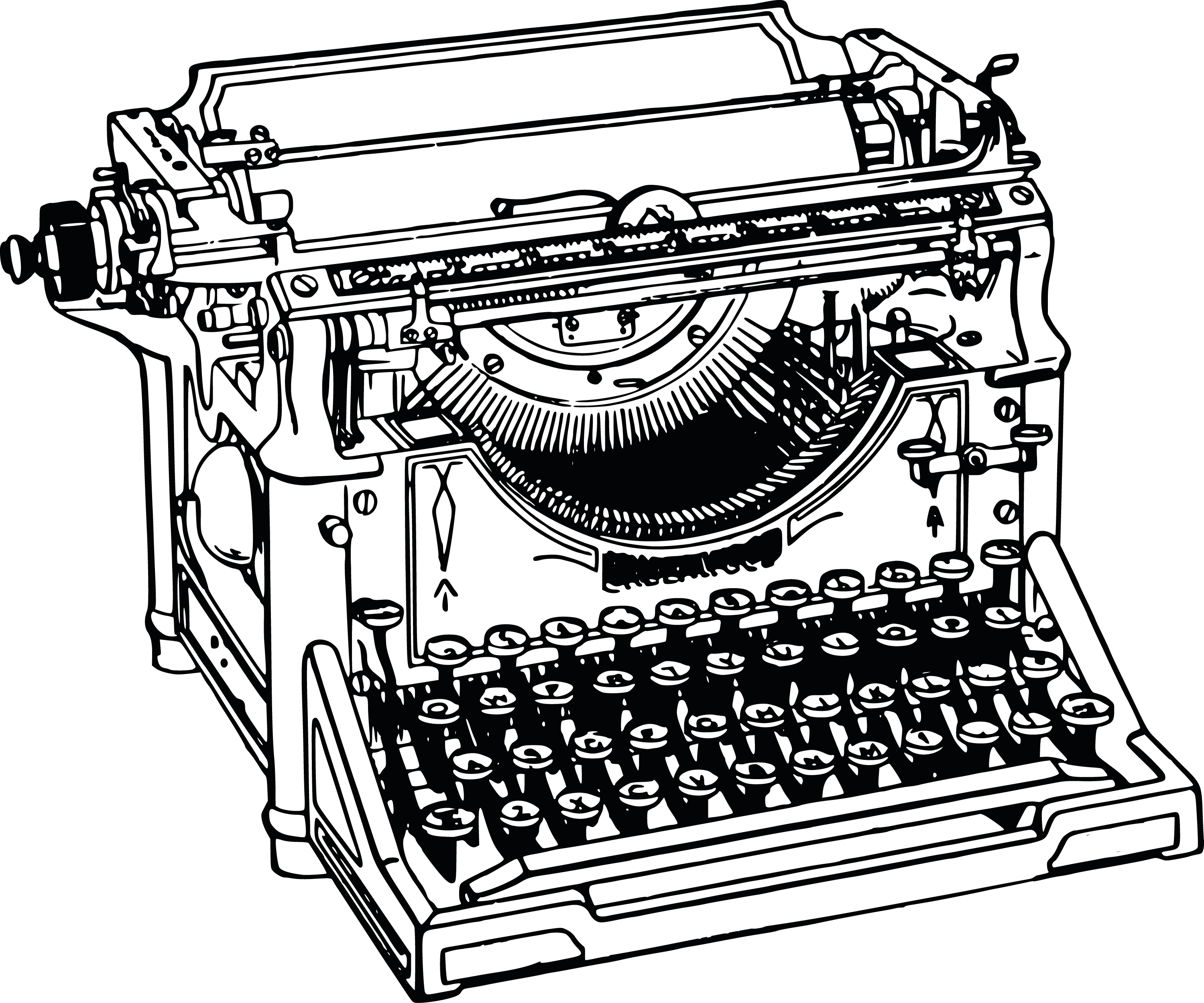 Line drawing of a typewriter.