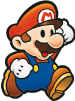 An image of Paper Mario, mid-walk.