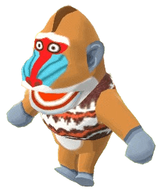 An Animal Crossing gorilla standing, open-mouthed in shock.