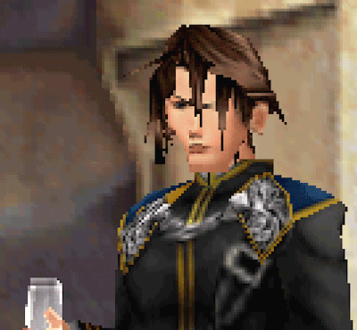 An animated gif of Squall taking a sip from a champagne glass.