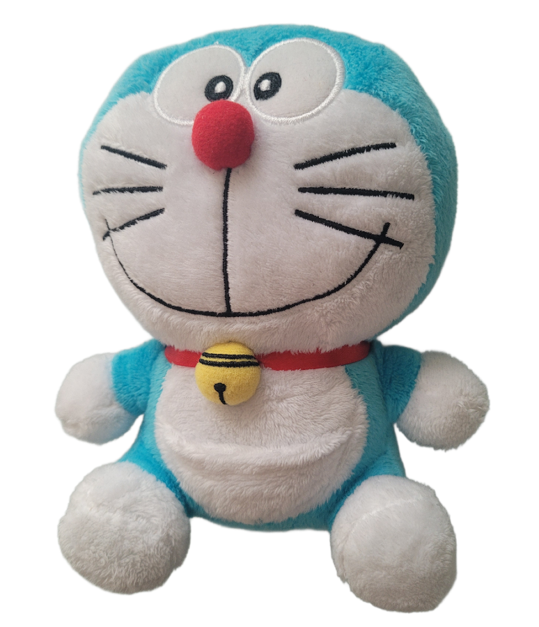 A transparent PNG of a Doraemon plush.